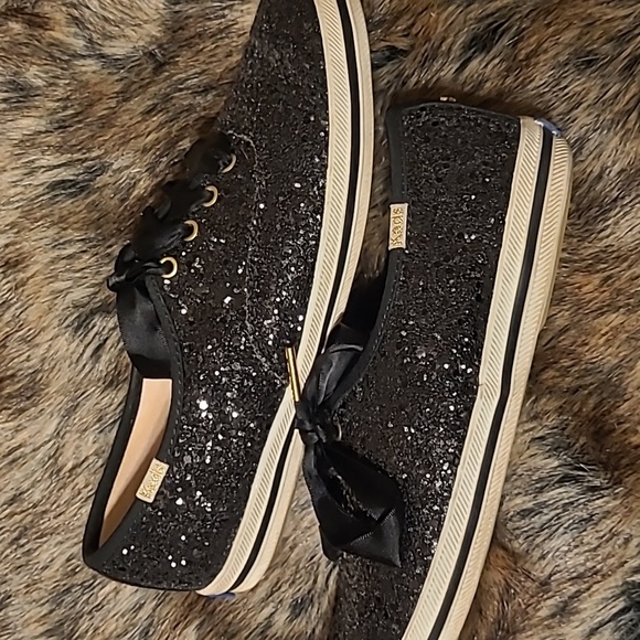 Kate Spade Keds Sparkly Glitter Black Shoes Size 6 Women's - Picture 9 of 10